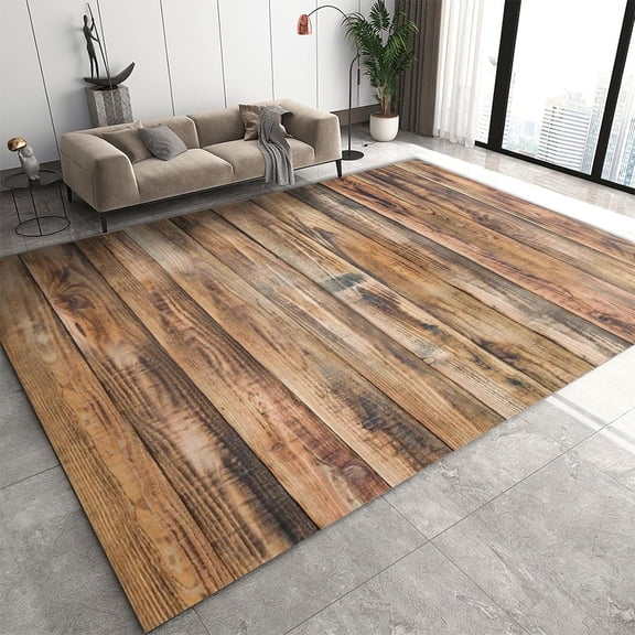 Barn Door Mat 2x3ft Barn Door Wood Grain Large Rugs, Brown Wood Plank Background Texture Farmhouse Rug, with Anti-Slip Backing Washable Carpet for Living Room Bedroom Study Dining Room