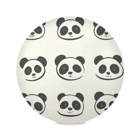 

Round Plate Mat 15.4x15.4 Inchesx4 Placemat Table Mat Kitchen Mat Coffee Mat Fabric Thick Strong Wear-Resistant Heat Resistance Cartoon Cute Panda Face Seamless
