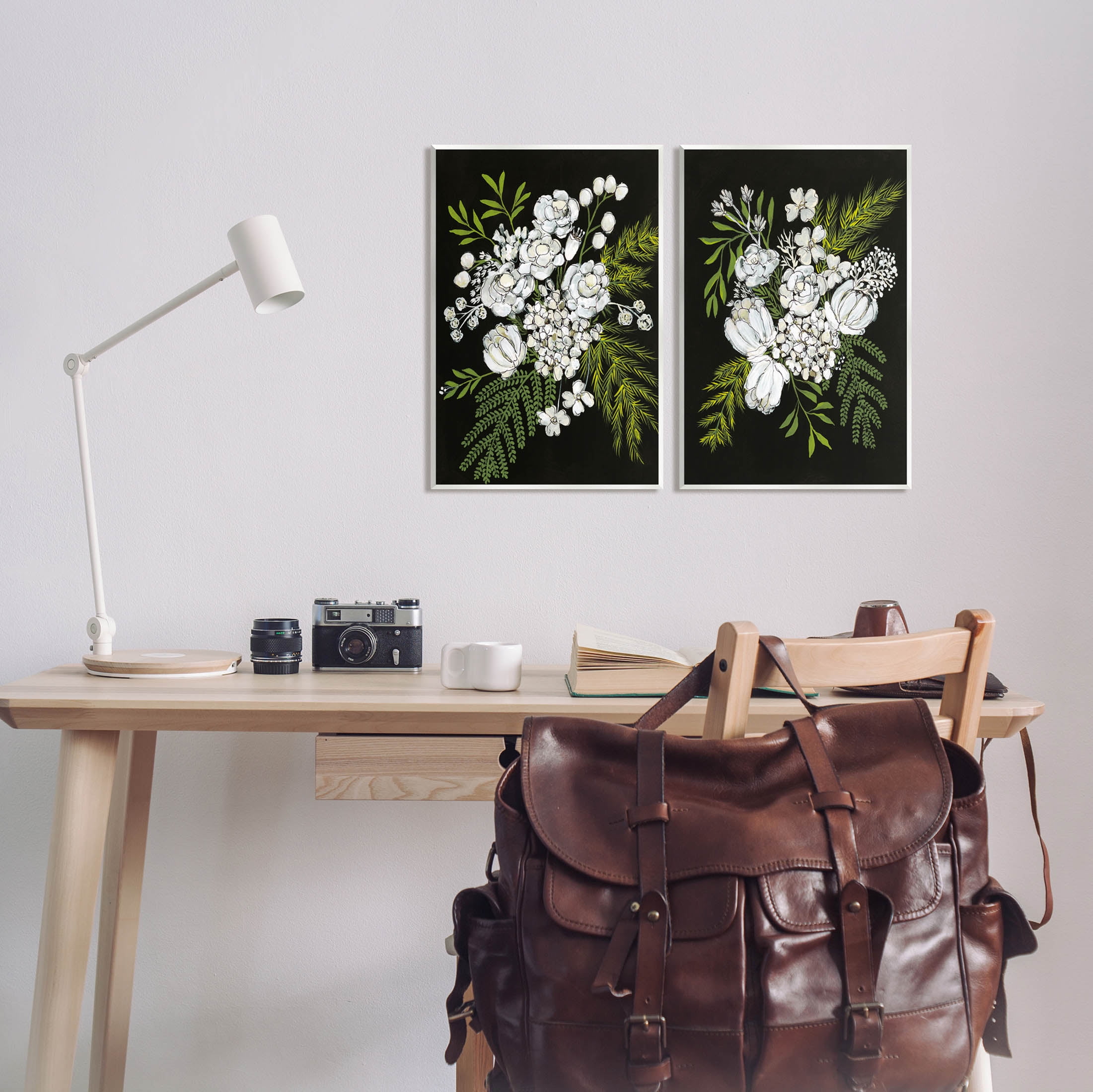 Stupell Industries Bold White Flower Blossoms Graphic Art Unframed Art Print Wall Art, Set of 2, Design by Regina Moore