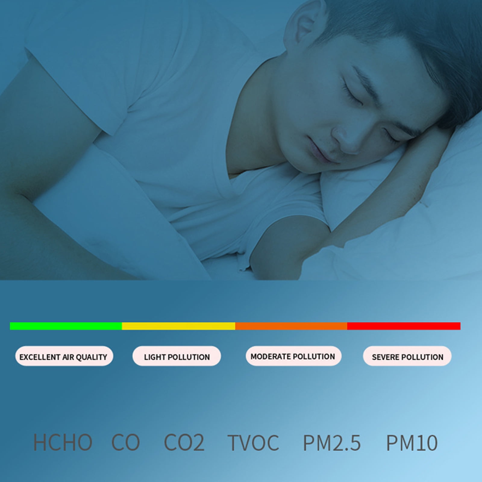 MOMOJIA 6 in 1 Air Quality Monitor Carbon Dioxide Detector HCHO TVOC PM2.5/PM10 CO Test