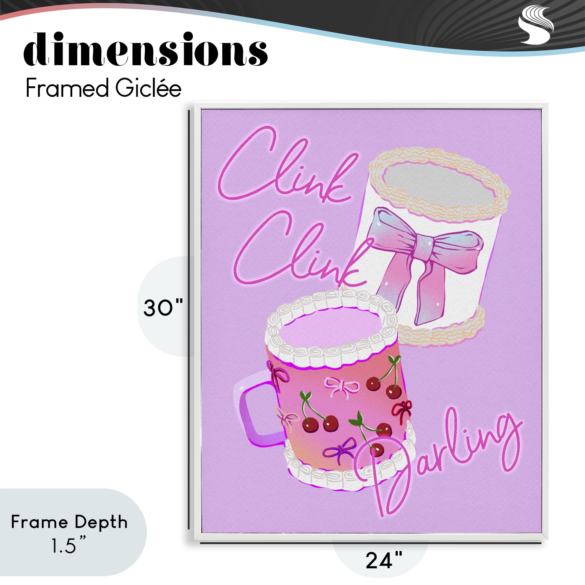 Stupell Industries Clink Darling Cherry Mug White Framed Giclee Art, design by Ziwei Li