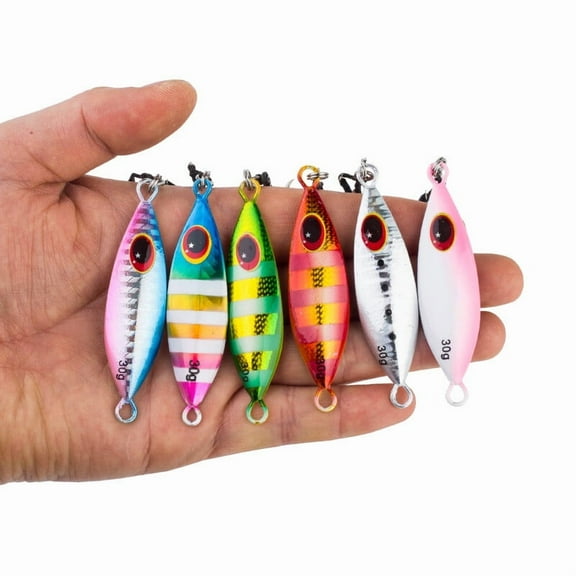 6PCS Slow Fall Pitch Lead Metal Flat Jigging Fishing Lure Long Casting 10-60G