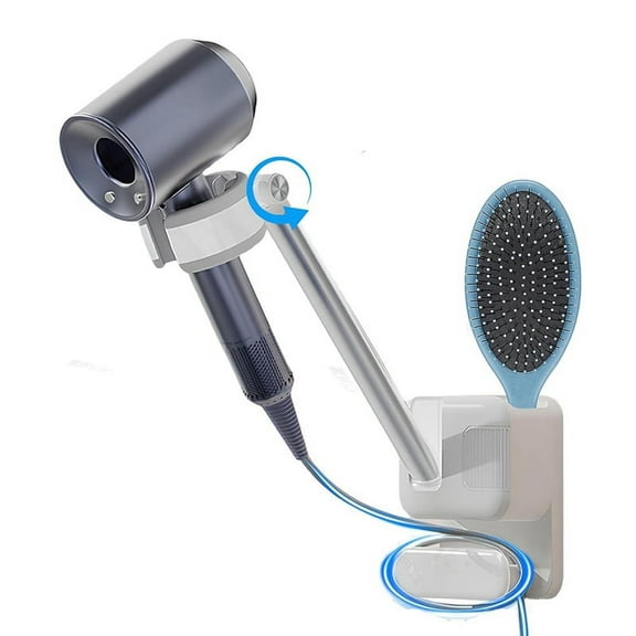 Hair Dryer Stand Hands Free Blow Dryer Holder Wall Mounted Sit Under Blow Dryer for Vanity Hairdryer Holder White