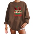 thumbnail image 2 of Chandail en Molleton de Noël pour Femmes 2023 Col Rond Imprimé Manches Longues Blouse Régulière en Liquidation, 2 of 5