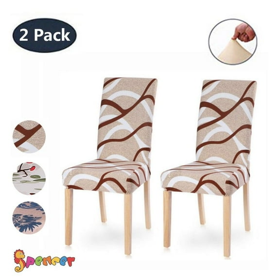Spencer Pack of 2 Stretch Chair Slipcover Protector Cover, Removable Washable Chair Seat Protector for Dining Room Wedding Banquet Decoration "#D"