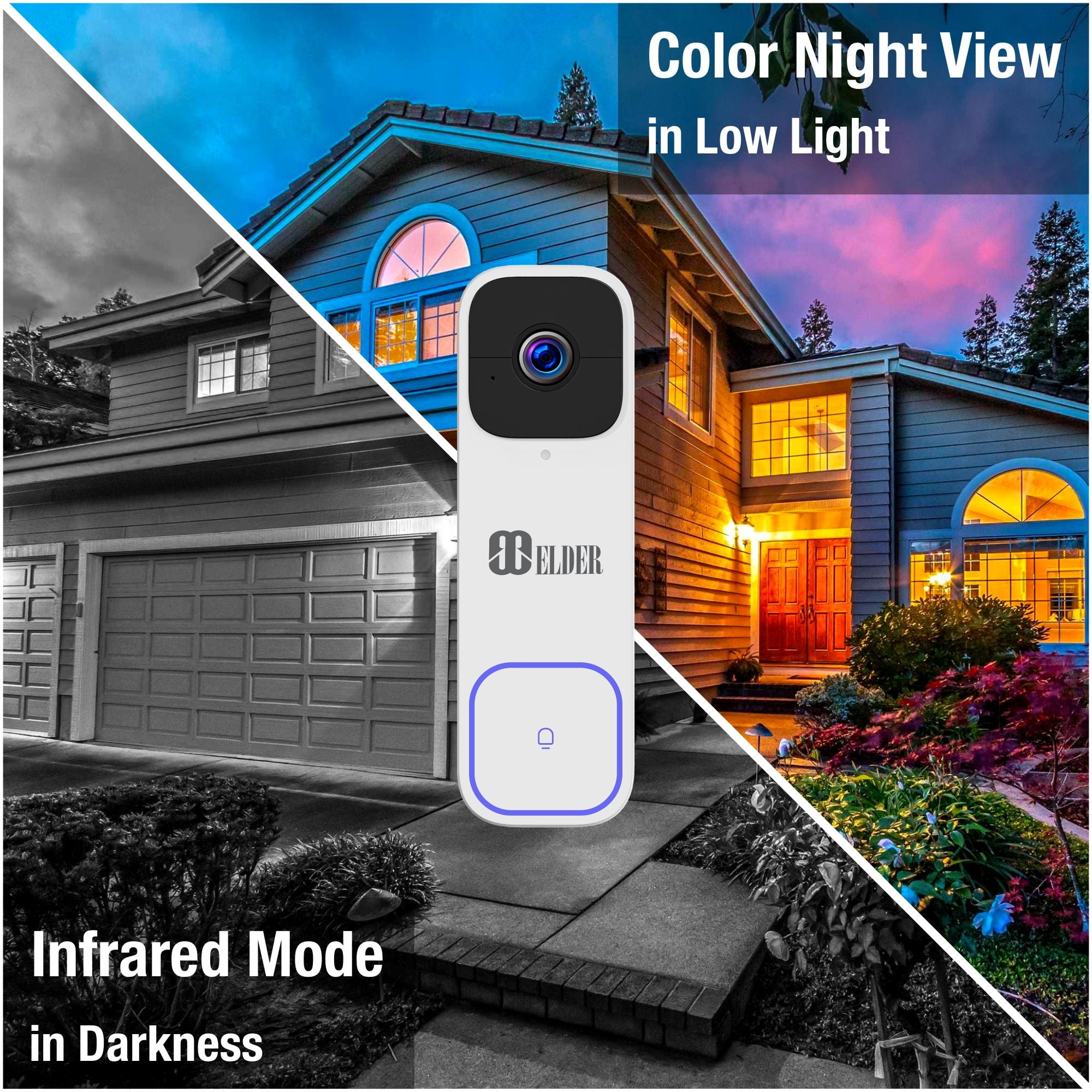 Doorbell Camera with Chime 2K Wireless 64GB WiFi Battery-Operated