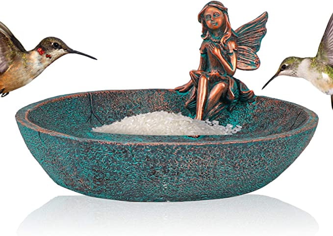 Miniature Dollhouse FAIRY GARDEN Accessories ~ Tan Cherub Angels Bird Bath 
