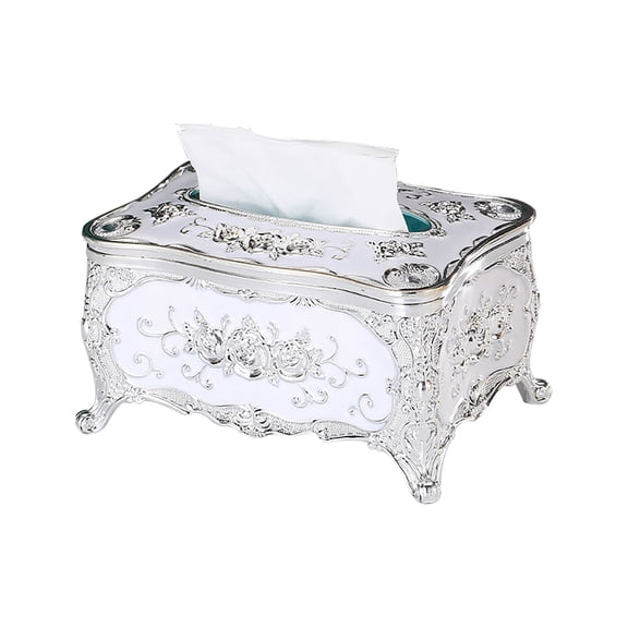 MOQIN Crystal Tissue Box European Style Tissue Box Cover Acrylic Embossment Paper Napkin Holder Container Paper Cover Napkin Holder,Luxurious European Style Rose Tissue Box Cover,Home Decoration