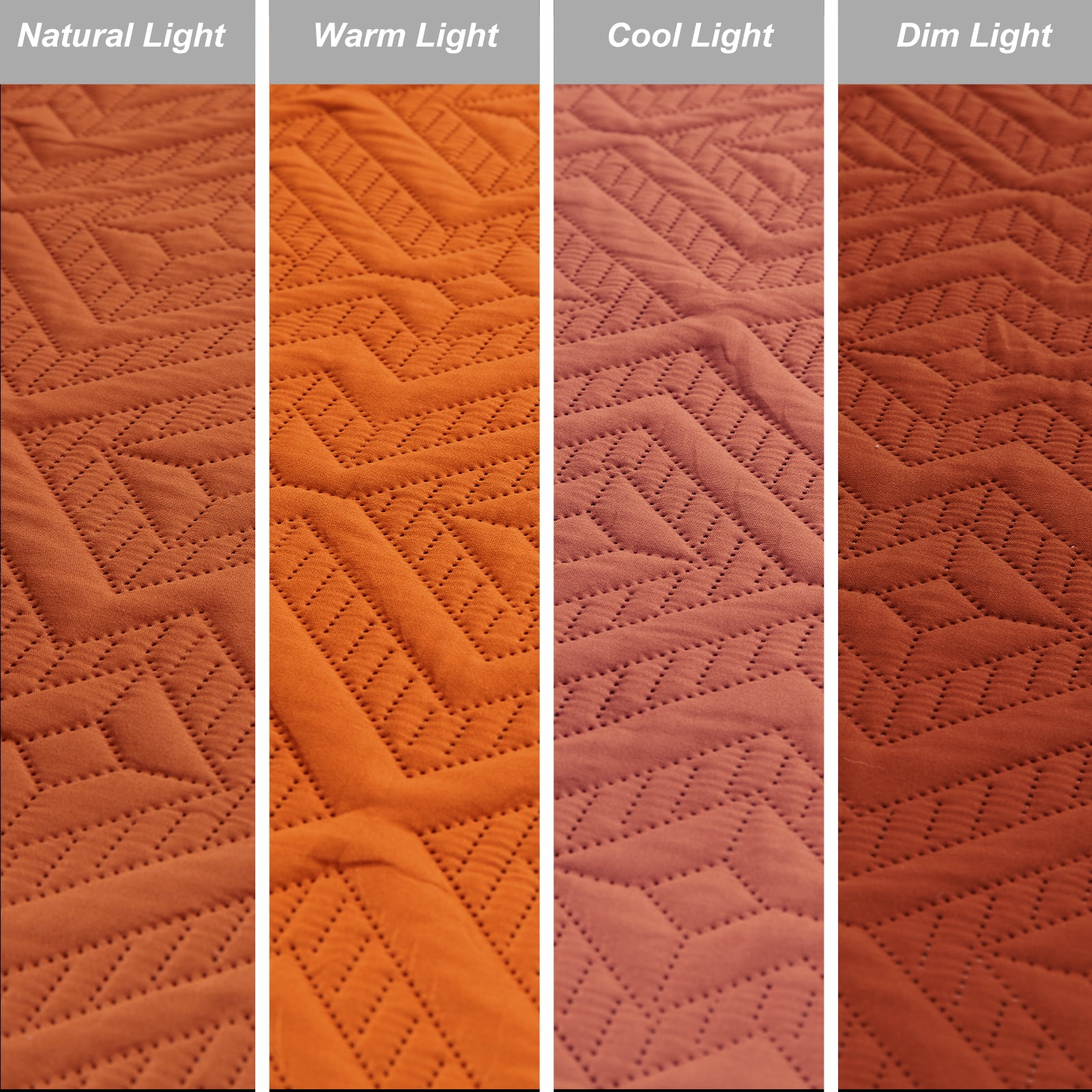 Quilt Set King Size 3 Pieces, Lightweight Burnt Orange/Rust Bedspread-98''x106'', Soft Microfiber Summer Quilt, Luxurious Warm Coverlet Set for All Seasons (Includes 1 Quilt, 2 Shams)