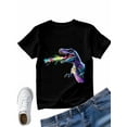 thumbnail image 4 of Women's T-Shirt Colorful Dinosaur Splash Short Sleeve Casual Tee Classic Crew Neck T Shirt for Women Black, XS, 4 of 7