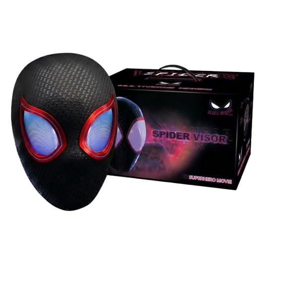 Spiderhero Cosplay Mask with Moving Eyes LED Lights Remote & Chin Control, Spiderhero Face Mask, Spider Superhero Role-Playing Mask Halloween Mask Cosplay Costumes Mask