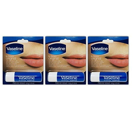 Vaseline Lip Therapy Original | Lip Balm with Petroleum Jelly for Providing Your Lips with Ultimate Hydration and Essential Moisture to Treat Chapped, Dry, Peeling, or Cracked Lips; 0.16 Oz (3 (Best Way To Treat Dry Lips)