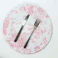 thumbnail image 2 of Efavormart 6 Pack White Pink Floral Acrylic Charger Plates in French Toile Pattern, Round Dinner Charger Event Tabletop Decor - 13", 2 of 11