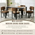 thumbnail image 4 of Mid Century Modern Dining Chairs Set of 4, Brown Upholstered Farmhouse Kitchen Chairs with Wood Legs and Padded Back, Armless Accent Chairs for Dining Room, Living Room, Brown, 4 of 8