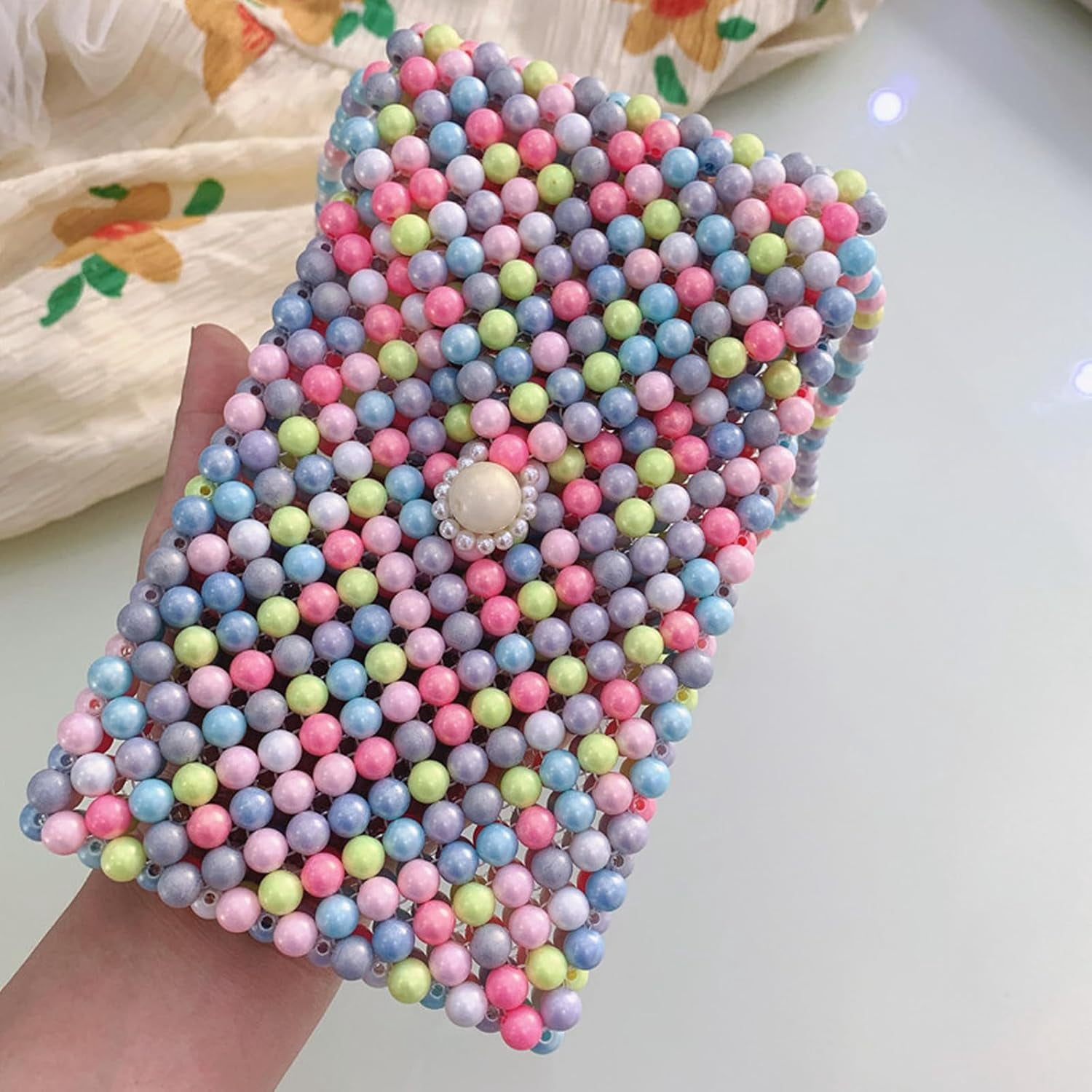 CAILDANL Luxury Pearl Bag Chain Bag Purse Shoulder Bag for Women,Artificial Pearl Clutch Crossbody Beaded Evening Bag for Party