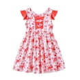 thumbnail image 6 of Lanbubble Toddler Girl Dresses Back Bowknot Floral Ruffled Sleeve Dress Casual Sundress 6-7 Years, 6 of 11