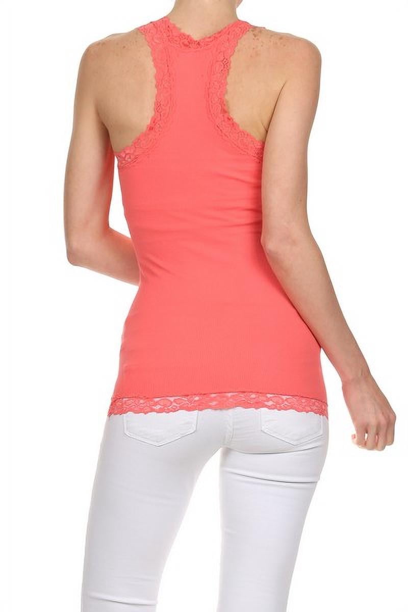 K-Cliffs Ladies Juniors' V-Neck Racer Back Tank With Lace Strap, One-Size