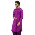 thumbnail image 3 of Atasi Men's Pathani Style Men's Long Kurta Magenta Punjabi Ethnic Shirt-3XL, 3 of 8