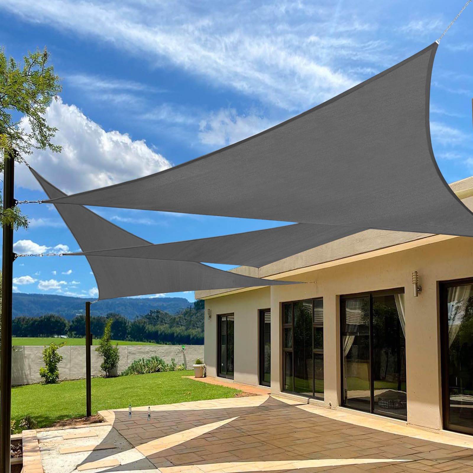 Outdoor Sunshade Sail Canvas Canopies & Privacy Screens Shading for Patio Garden Backyard, 12'x12'x12'