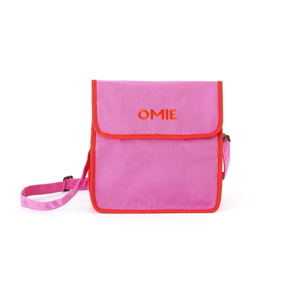 Omie OmieBox Bolsa de almuerzo: tela lavable, plegable, duradera y resistente al agua con bolsillo interior y portabotellas externo.