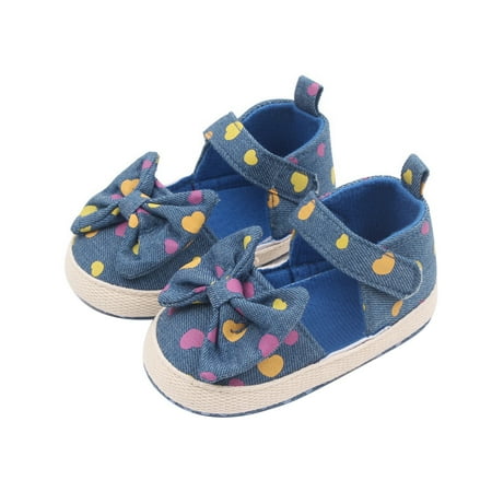 

Baby Girls Mary Jane Flats Non-Slip Dots Bowknot Princess Dress Shoes
