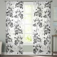 thumbnail image 2 of Black Gray Botanical Sheer Curtains 96 Inches Long 2 Panels Set, Window Sheer Curtains for Living Room/Bedroom, Vintage Nature Flower Light Filtering Rod Pocket Curtain 52'' x 96'' x 2, 2 of 7