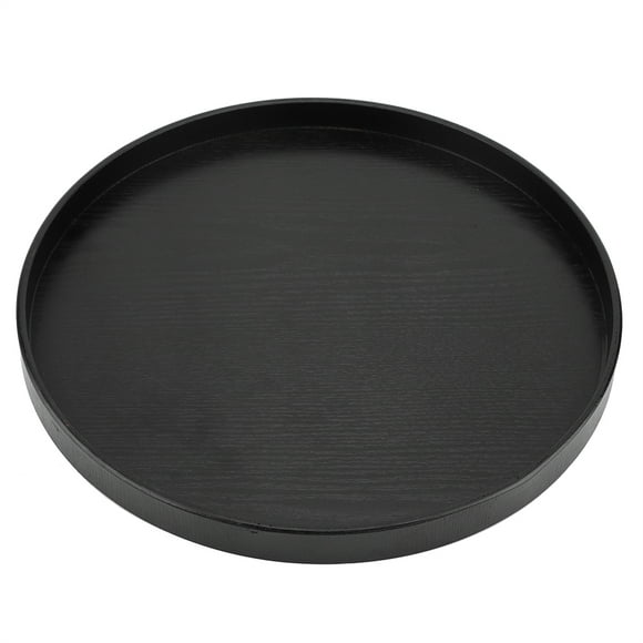 Plateau de Service Rond en Bois Massif, Plateau de Service Rond en Bois Naturel de 33 cm Assiette en Bois Plateau de Service de Nourriture à Thé Plateau de Boissons d'Eau, pour Café Restaurant Hôtel m