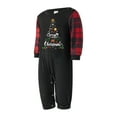 thumbnail image 2 of Pijamas navideños familiares a juego: camisetas de manga larga con estampado de letras y copos de nieve y pantalones a cuadros., 2 of 7