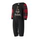 thumbnail image 2 of Pijamas navideños familiares a juego: camisetas de manga larga con estampado de letras y copos de nieve y pantalones a cuadros., 2 of 7