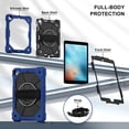 thumbnail image 4 of ELEHOLD Rugged Hybrid Case For iPad 6th Generation, with Built-in Kickstand 360° Rotating Handstrap Crossbody Shoulder Strap Shockproof Heavy Duty Case, Navyblue+Black, 4 of 10