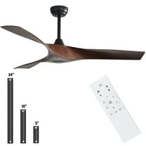 "Sofucor 52"" Downrod ABS Ceiling Fan with Remote, Reverse Airflow, 6 Speeds for Living Room and Patio"