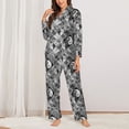 thumbnail image 2 of Salouo Yin Yang With Black And White Pattern Women's Pajamas Set Long Sleeve Button Down Sleepwear Soft Pj Lounge Sets for women 2 Piece Pjs Set with Long Pants-XX-Large, 2 of 7