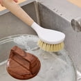 thumbnail image 2 of HWHCGZ 2Pcs Kitchen Dish Brush Bamboo Handle Dish Scrubber Built-in Scraper, Scrub Brush for Pans, Dishwashing and Cleaning Brushes are Perfect Cleaning Tools,Beige, 2 of 5