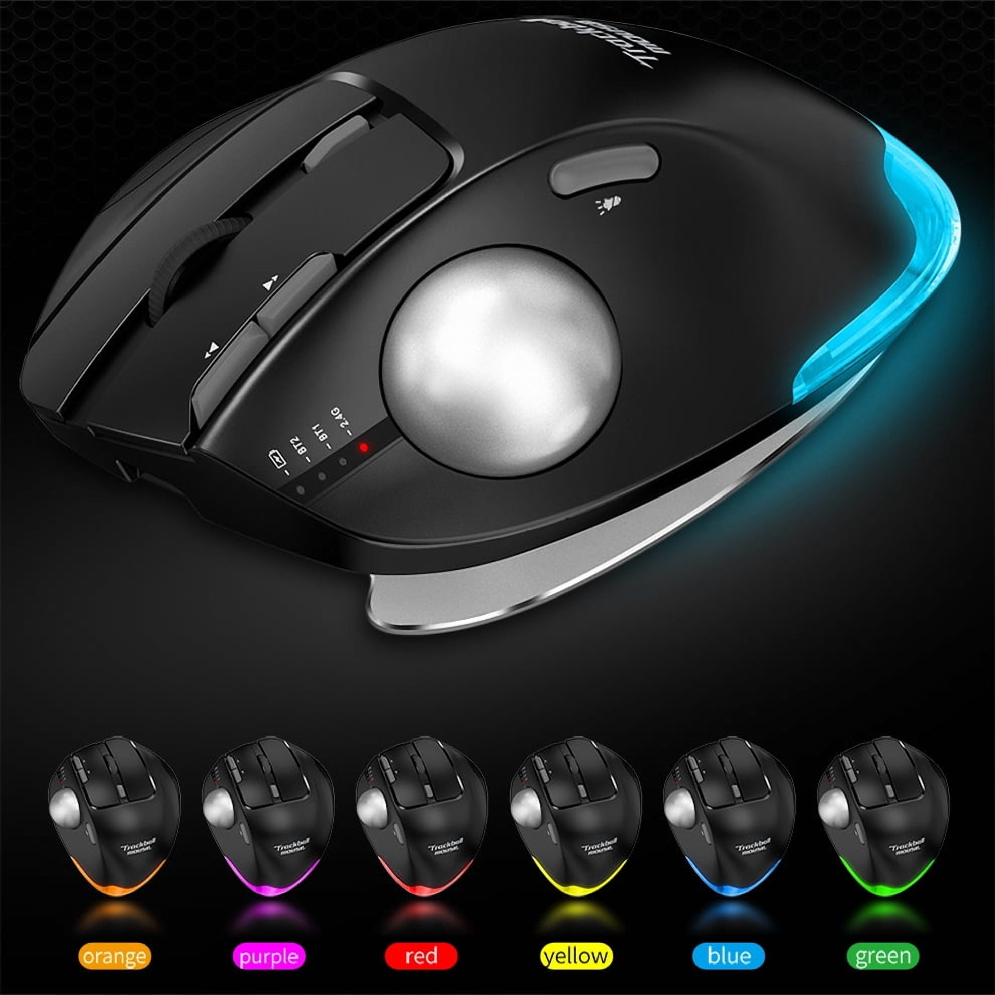 Bluetooth Trackball Mouse Ergonomic Rollerball 2.4G Wireless Mouse Programmable Buttons Thumb Control Mice Rechargeable Optical Mouse for 3 Devices