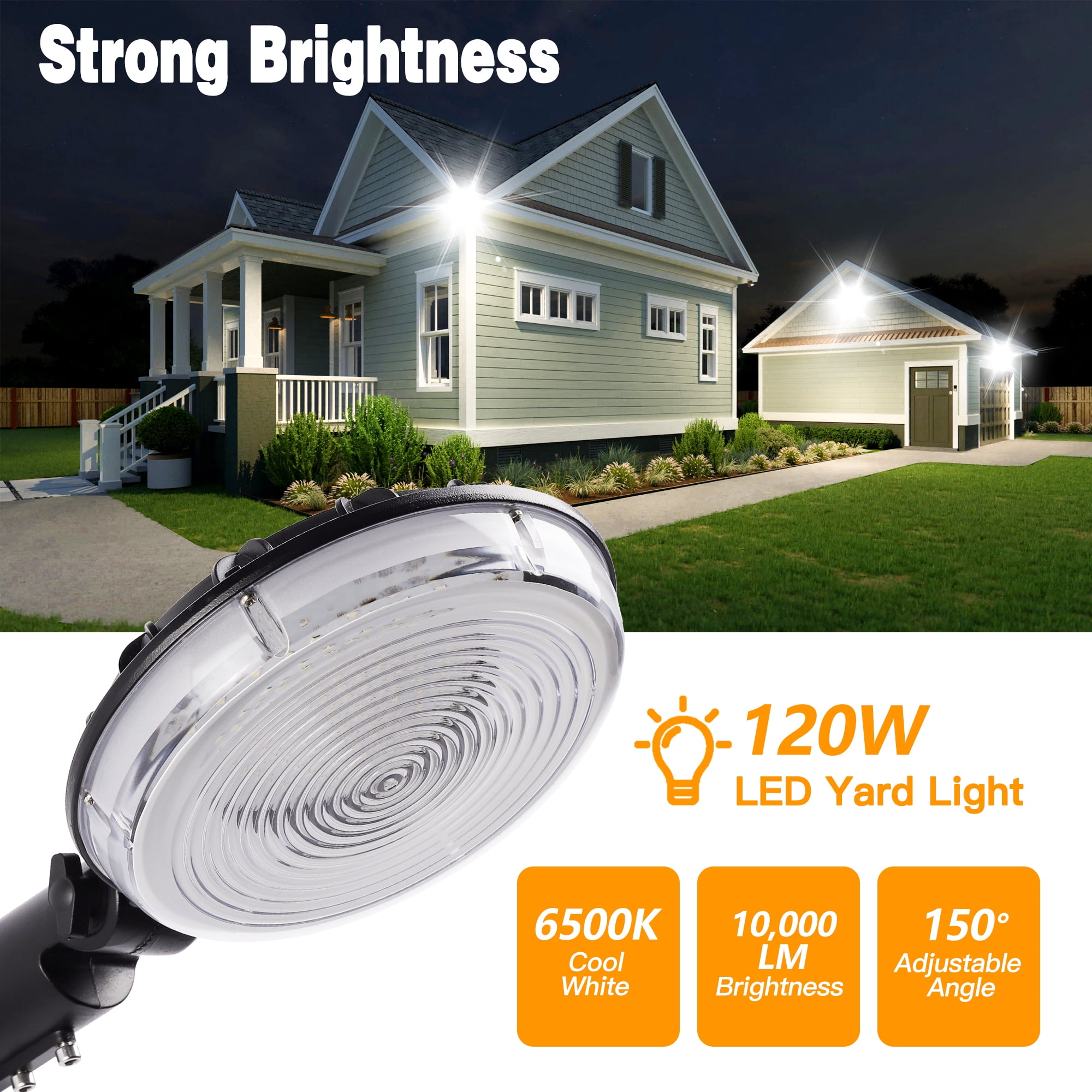 LISUNAR 2PCS LED Barn Light,120W Dusk to Dawn Area Lights with Photocell,Adjustable Angle,6500K 10,000LM,IP66 Waterproof Outdoor Security Lighting for Street,Yard