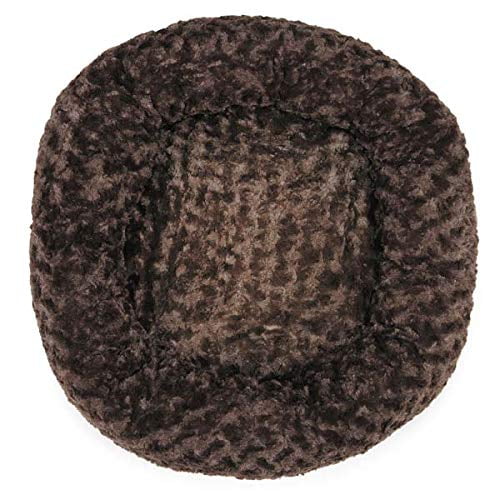 MPP Swirl Plush Donut Dog Beds Cozy Bolster Sides Skid Resistant Choose Color & Size (Chocolate - Large 32")