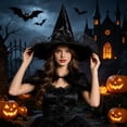 thumbnail image 6 of Odeerbi Kids Boys Girls Halloween Witch Hat Rose Tulle Wide Brim Pointed Tall Hat Party Dress Up Accessory, 6 of 6