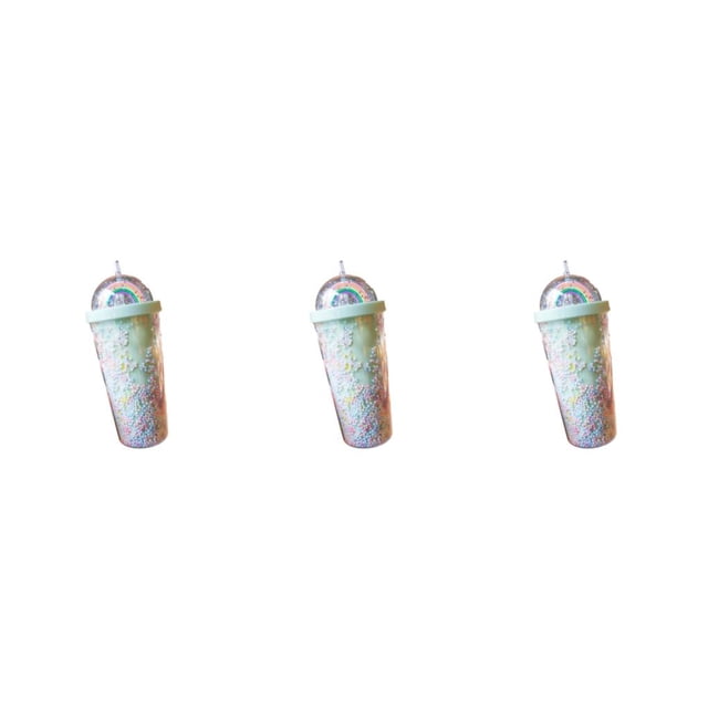 Botella de Agua de Plástico Toystoory Arcoíris con Tapa de Pajita Verde Claro 550ml