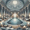 thumbnail image 3 of Ambesonne Art Nouveau Duvet Cover Set, Panorama of a Pool Hall, Twin, Pale Taupe Blue Grey, 3 of 3