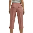 thumbnail image 6 of FRSASU Women's Lightweight Hiking Solid Cargo Pants Outdoor Elastic Waist Button Casual Travel Sweatpants Cropped Pants with Pockets Pink, 6 of 6