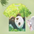 thumbnail image 4 of Panda in Grass Women's Short Sleeve T-Shirt Crew Neck Casual Summer Trendy Loose Fit Tops, 4 of 7