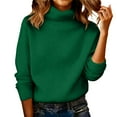 thumbnail image 1 of Comdrip Chandails Confortables pour Femmes Chandails Surdimensionnés Confortables en Tricot Col Rond Automne Chandail Tendance Tenues d'Automne Chandail Col Roulé Femmes, Vert P, 1 of 5