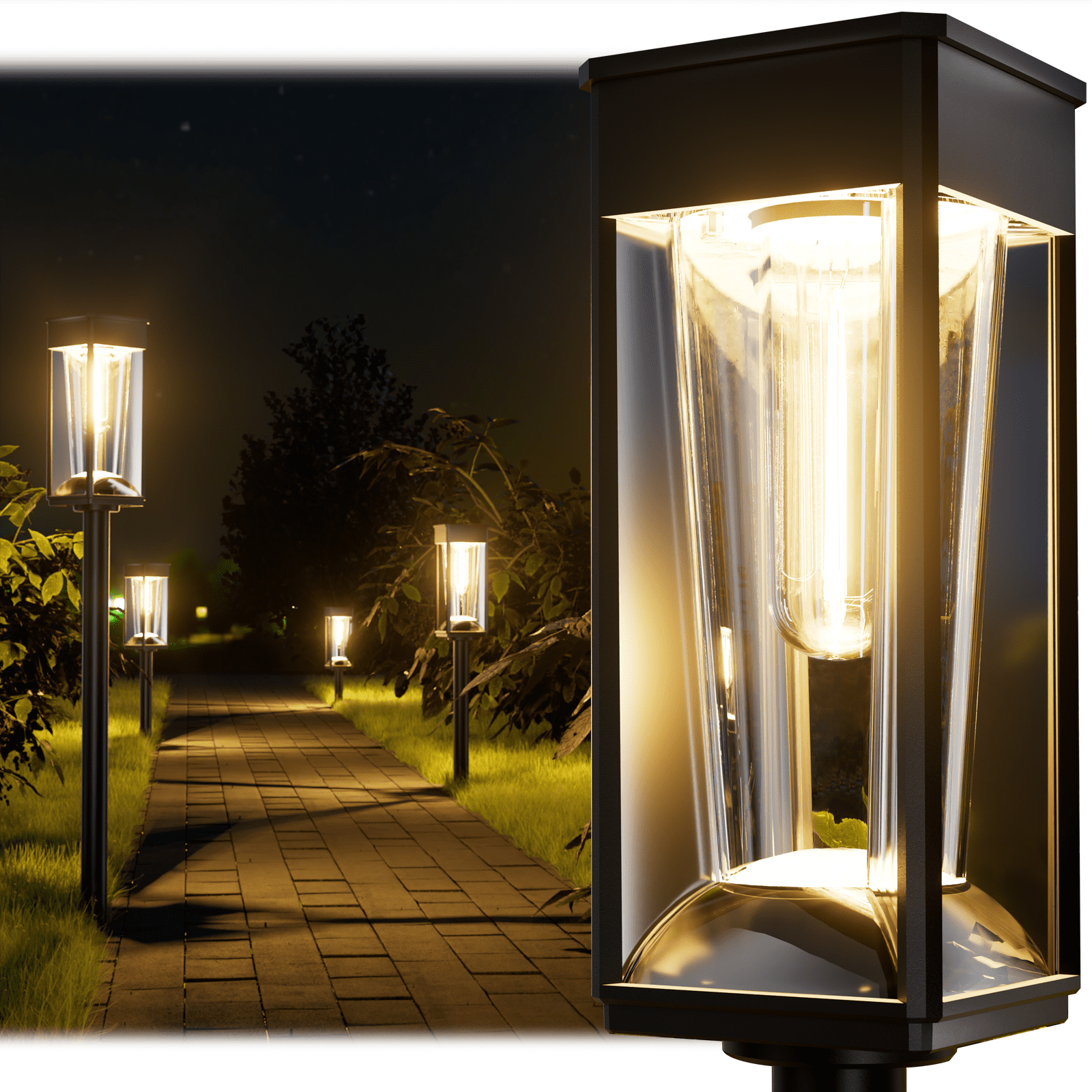 BITPOTT 6 Pack Solar Pathway Lights 2-in-1 Warm&Cool