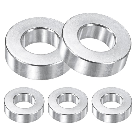 Uxcell 5-Pack M10 Aluminum Spacers 10.5mm/ ID x 20mm/ OD x 6mm/ L Round  Metal Spacer for Screws Bolts