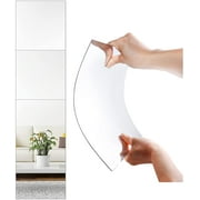 M&YQ 4 Pack Self Adhesive Acrylic Mirror Flexible Tiles Small Mirrors Wall Stickers,12 x 12 inch