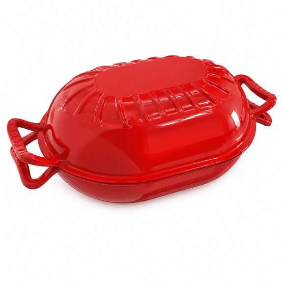 Ktaxon 5 Quart Candy-Shaped Enameled Cast Iron Dutch Oven for Sourdough Bread Baking, with Upgraded Textured Handles, Oven Safe up to 500°F, Red