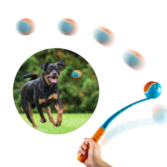 All For Paws Dog Tennis Ball Thrower with Upgraded Anti-slip Handle, 2.5in Tennis Ball Included, Interactive Dog Ball Launcher, Fetch Ball Toy for Small Medium Large Sized Dogs