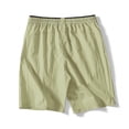 thumbnail image 4 of pstuiky Pantalones cortos de gimnasio para hombre, Pantalones cortos casuales holgados de color liso con cremallera, bolsillo, cordón y cintura elástica para hombre Pantalones cortos cargo, 4 of 6