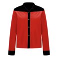 thumbnail image 5 of BiZtdJrK Hippie Clothes for Women Vintage Fringe Jackets Casual Button Lapel Long Sleeve Cardigans Trendy Colorblock Tassel Coat Going Out Tops Daily Sales Red S, 5 of 9