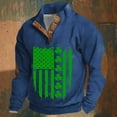 thumbnail image 2 of Telankuip Mens St Patricks Day Sweatshirts Quarter Button Stand Collar Long Sleeve Pullover Tops Oversized Retro Shamrock Flag Print Winter Comfy Going out Holiday Sweatshirt 3-Blue L, 2 of 3